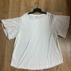 Loft white eyelet sleeves shirt